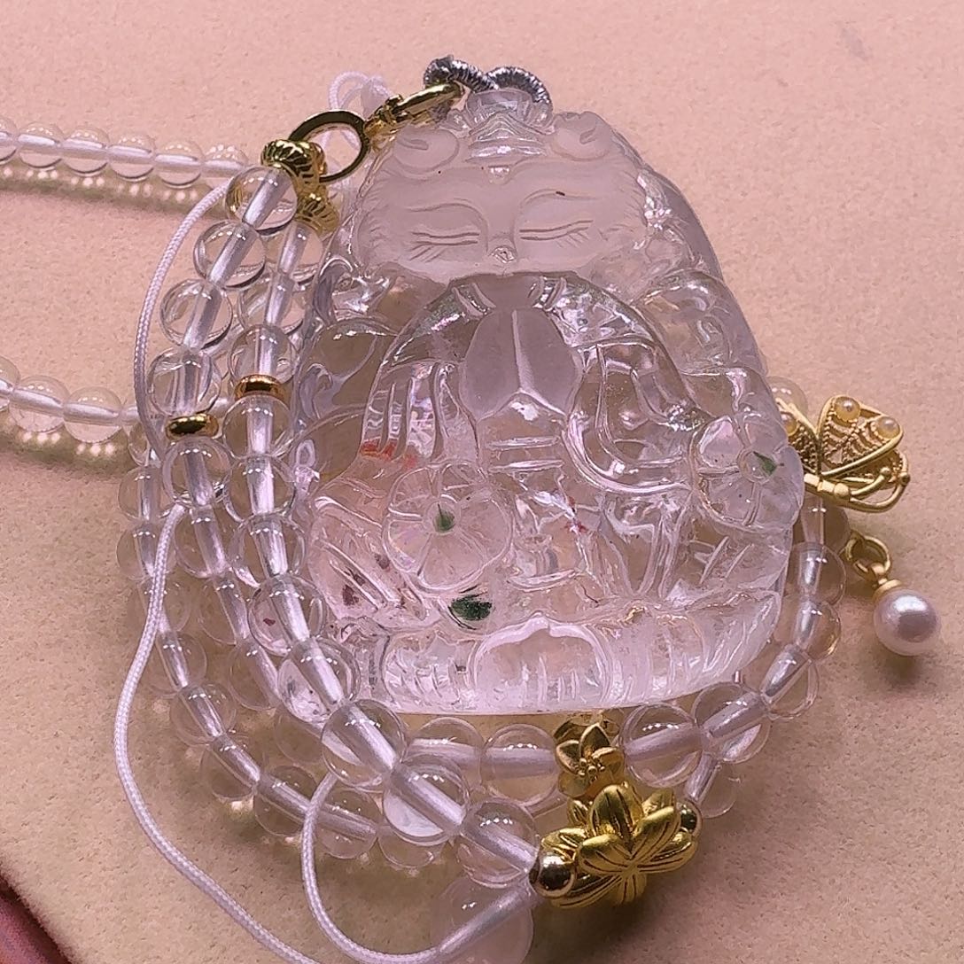 水晶颈饰未镶嵌天然水晶狐狐吊坠