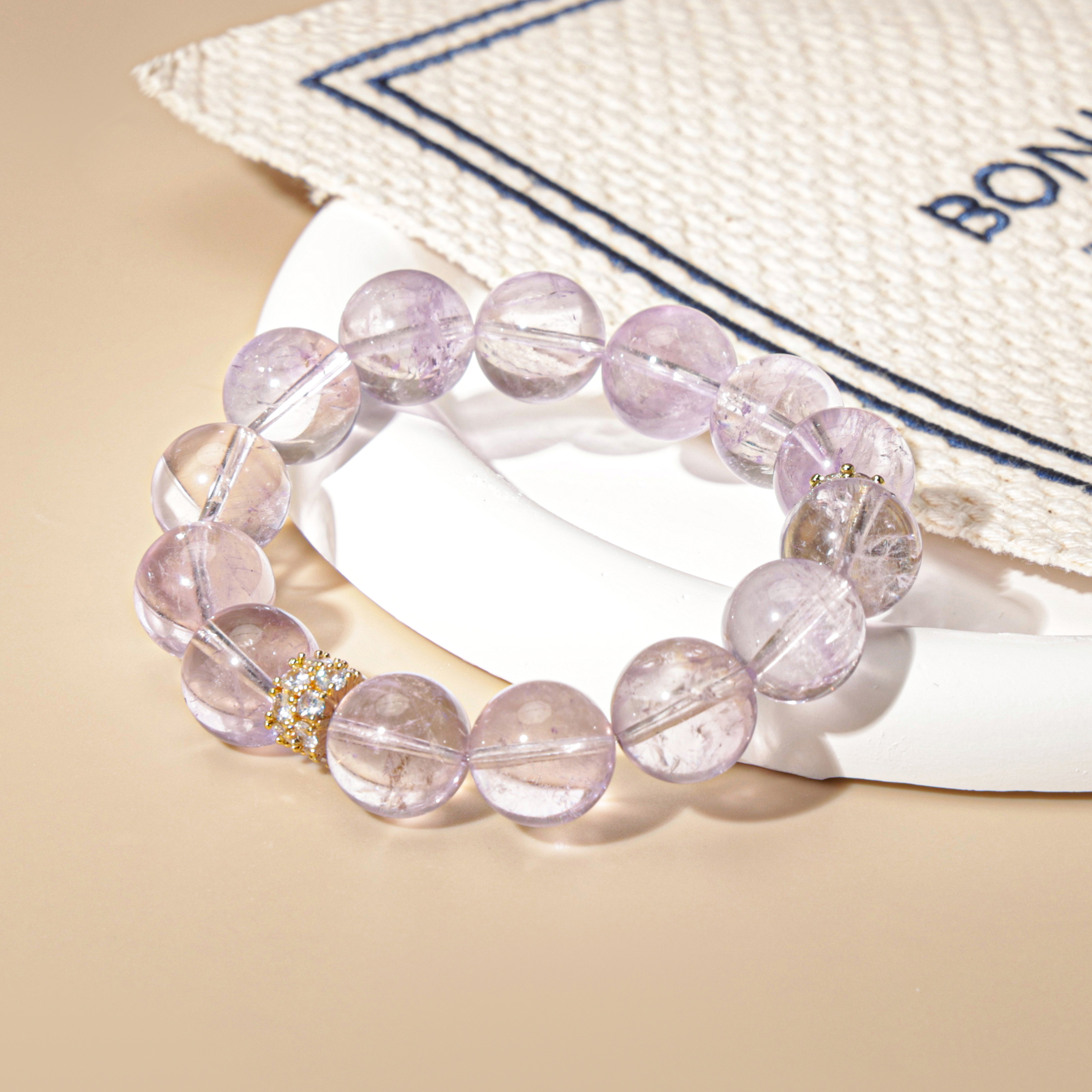 天然冰透薰衣草紫水晶设计款手串一物一图