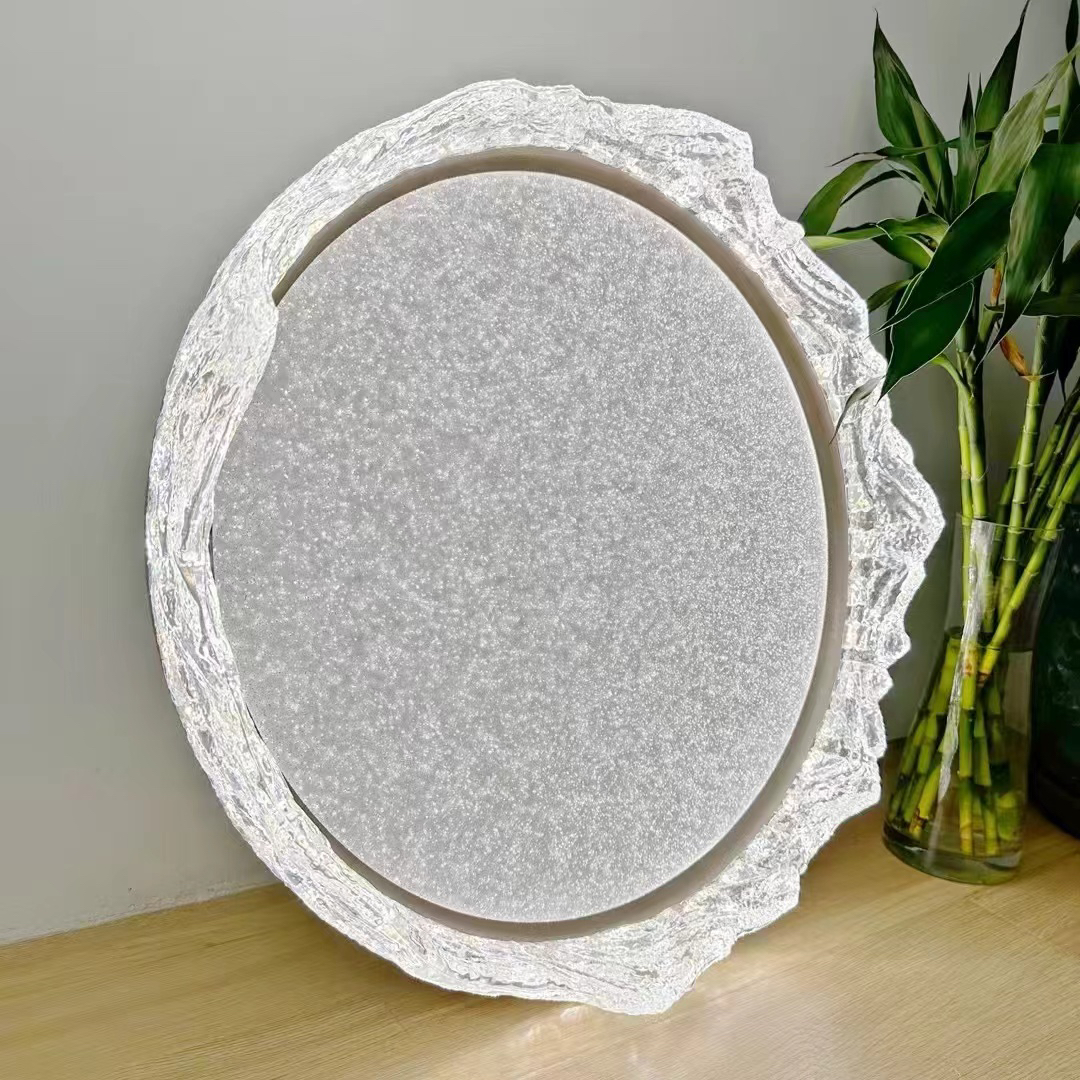 新款高端智能冰山卧室吸顶灯卧室灯创意透明白色圆形家用