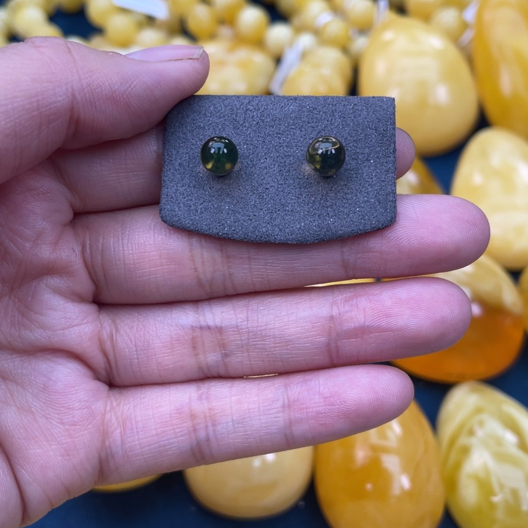 琥珀裸石银S925镶嵌琥珀蜜蜡w