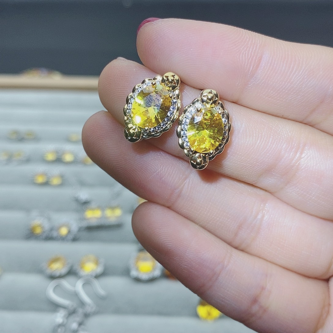 【闪购商品】托帕石耳饰银S925镶嵌