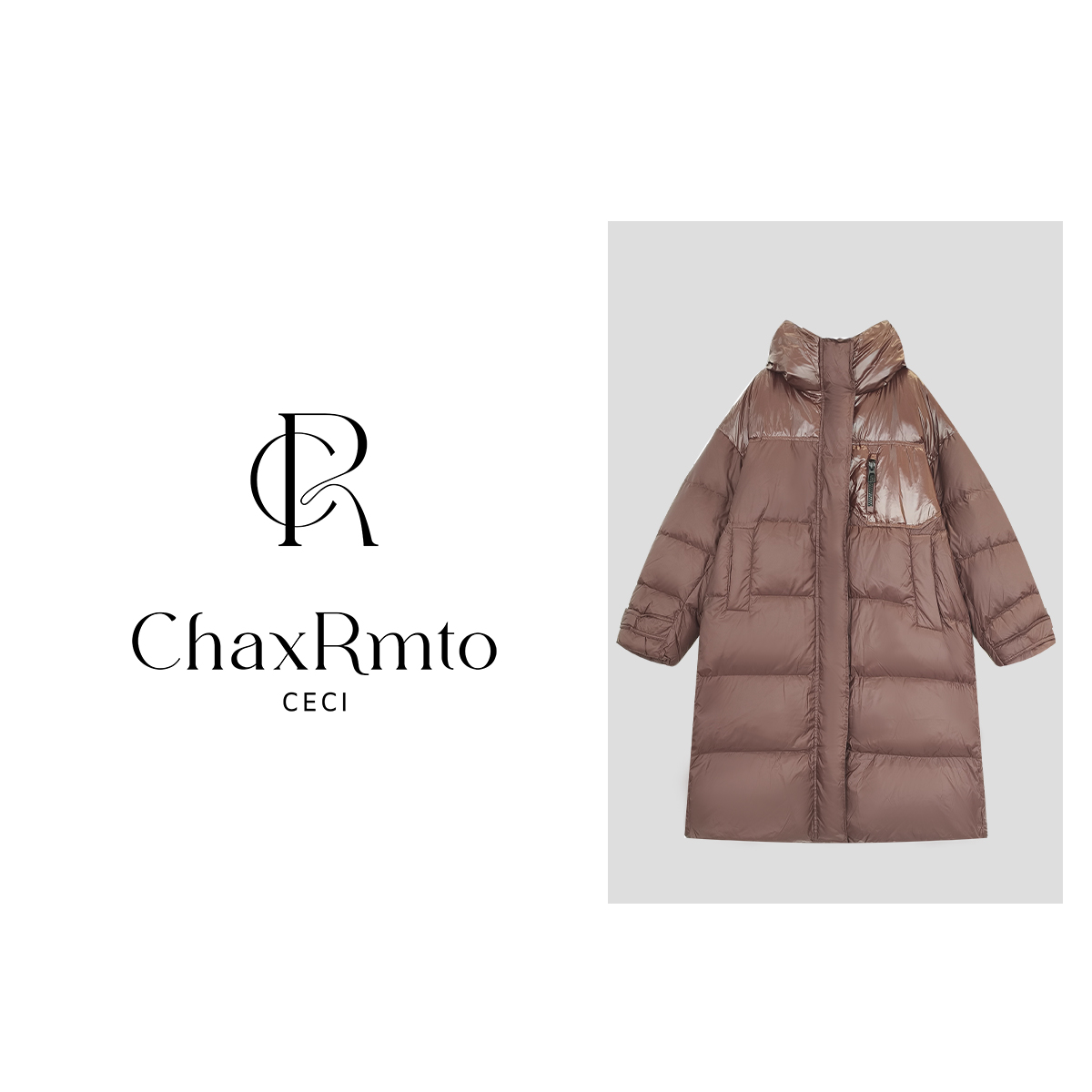 ChaxRmto斯斯 90白鸭绒高填充设计感长款羽绒服SD1A1399