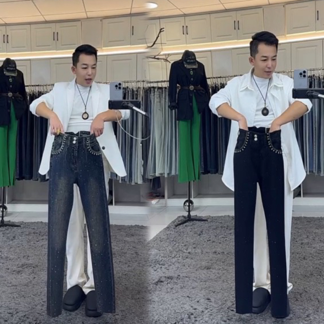 重工烫钻2072牛仔小脚裤秋冬新款弹力高腰修身显瘦燕龙服饰原创