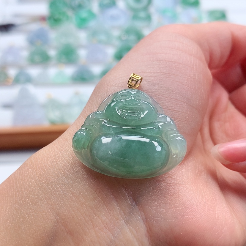 【闪购商品】翡翠吊坠(赠链)18K金镶嵌