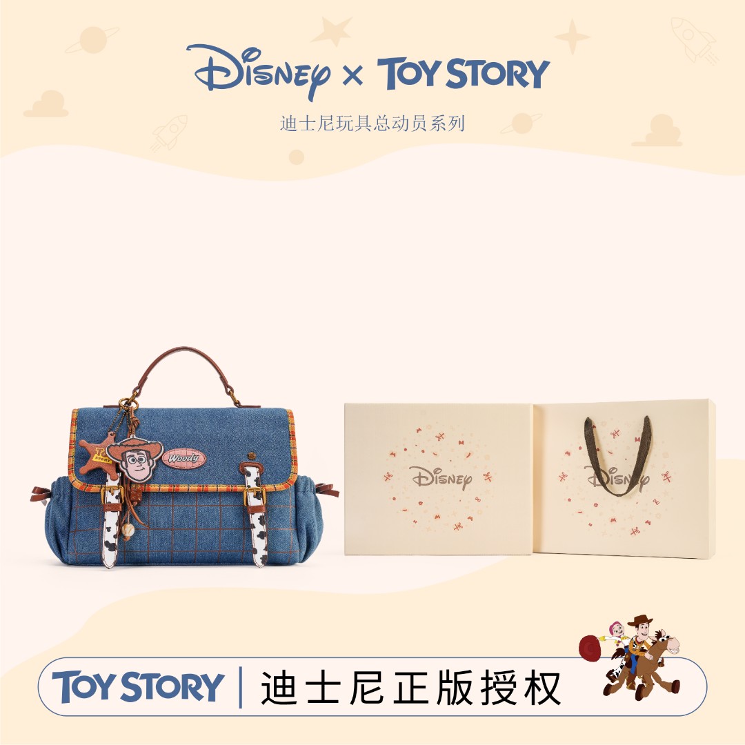 Disney/迪士尼玩具总动员胡迪新款复古风卡通可爱单肩斜挎手提包