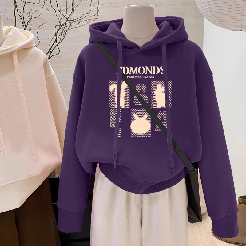 卫衣女春秋2025新款爆款时尚洋气紫色外套连帽加厚女款秋冬季上衣