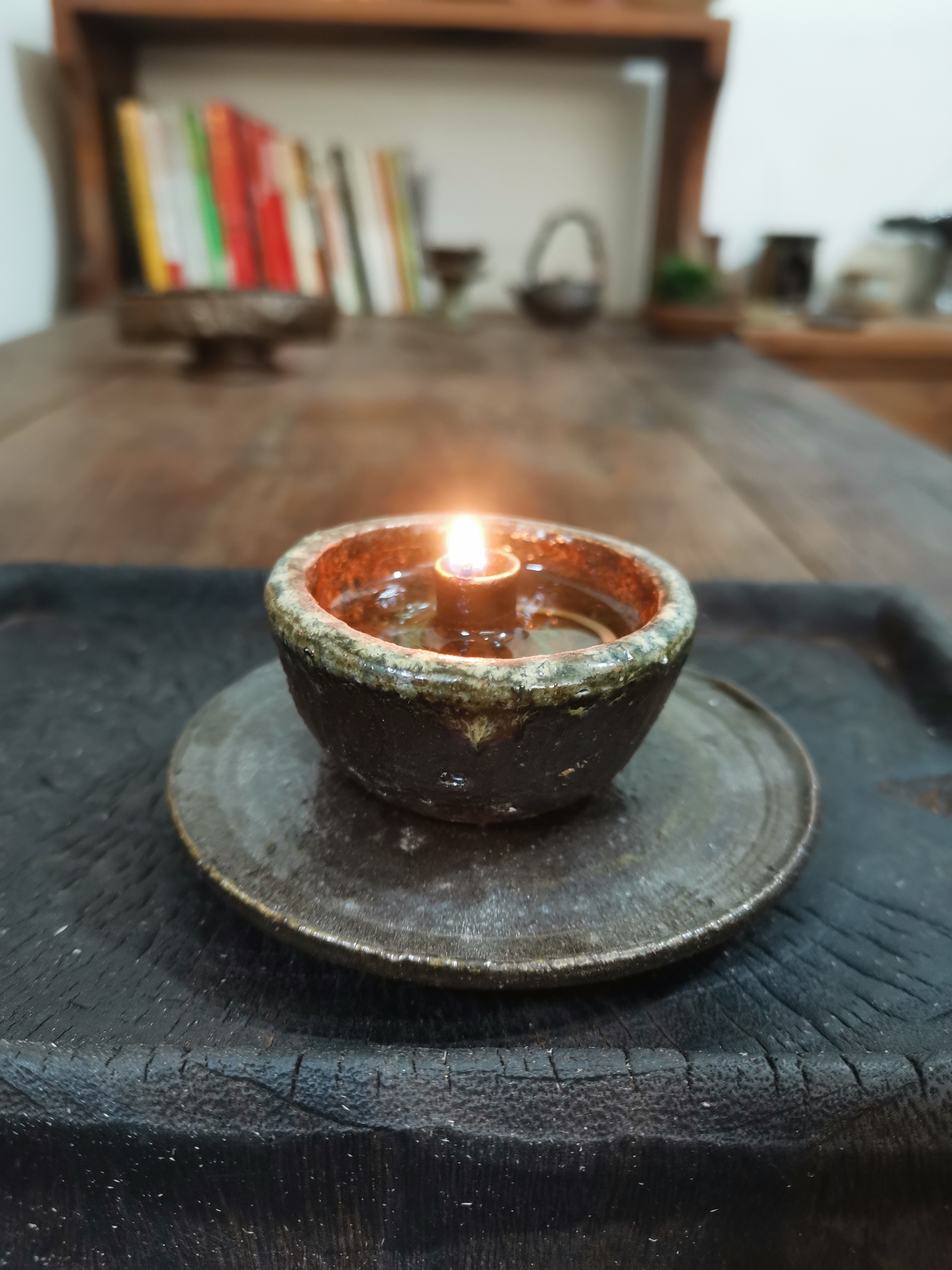 茶空间陶瓷手工小油灯