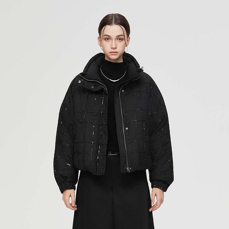 圣迪奥女装冬季新款休闲短款立领保暖羽绒服S25463108