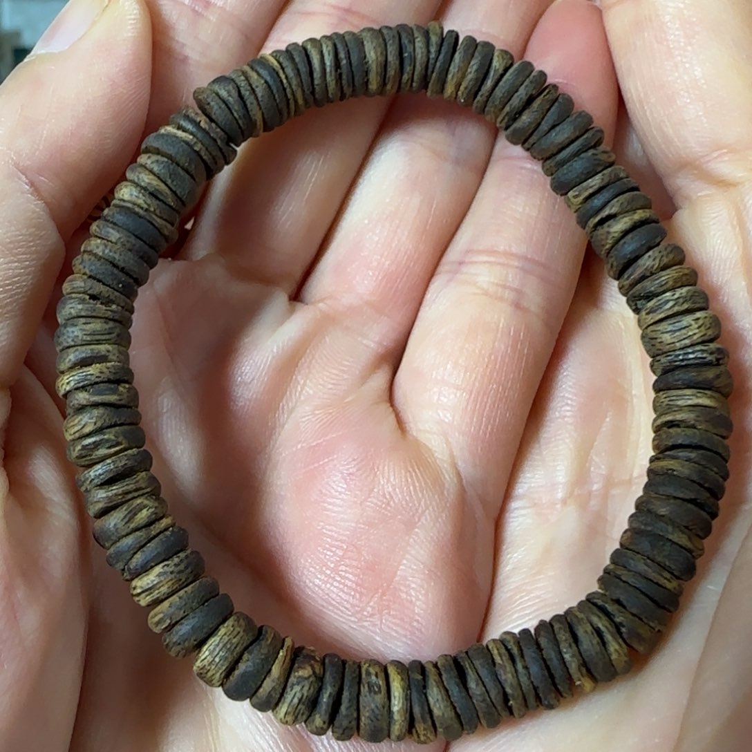 手串沉香绿奇楠沉香沉水片珠单圈6克+手串