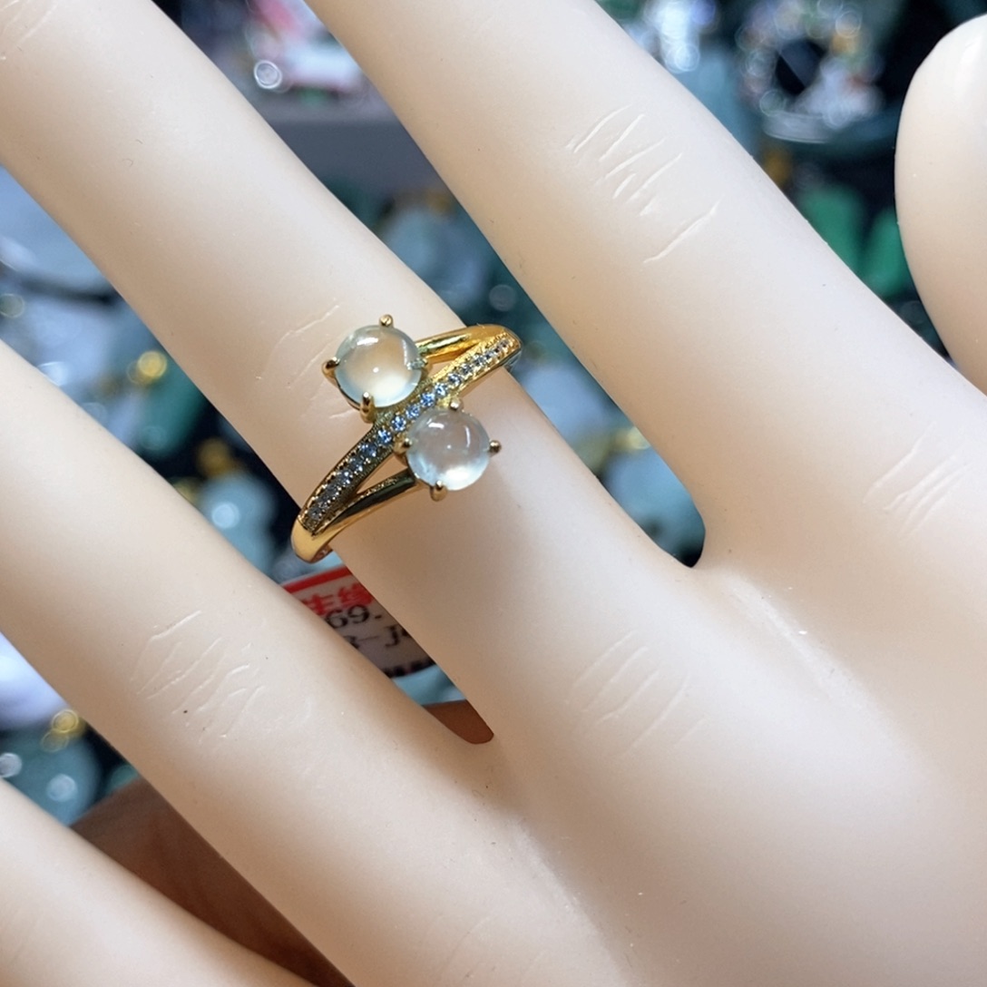 翡翠戒指银S925镶嵌缅甸翡翠A货戒指