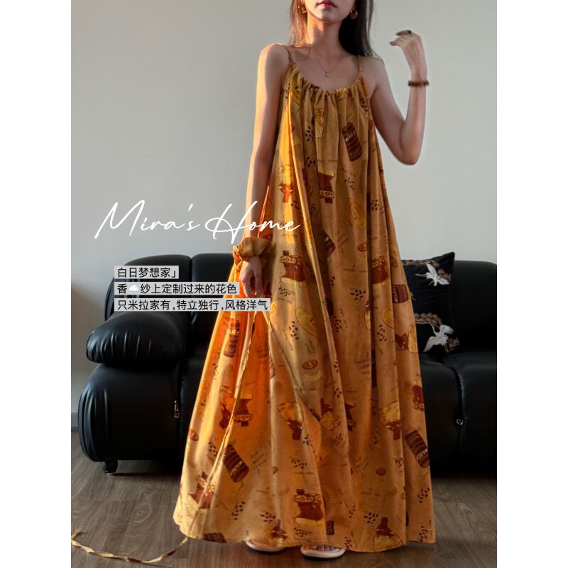 【露背吊带裙】防凸点丨Mira家 夏季休闲高级时尚洋气棉绸裙