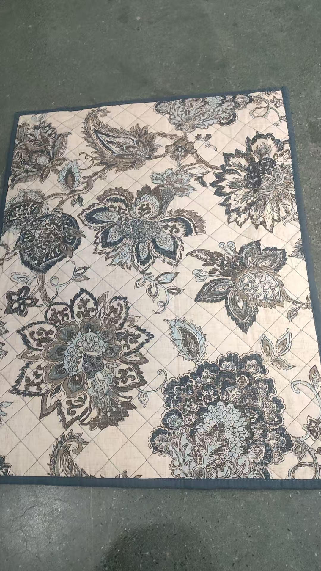 蓝边杏色花花枕套55*70发1对