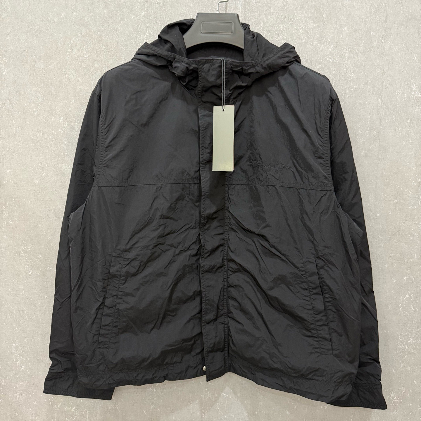 未使用 DIOR/迪奥 黑色内里满印暗纹刺绣冲锋夹克52码/007348