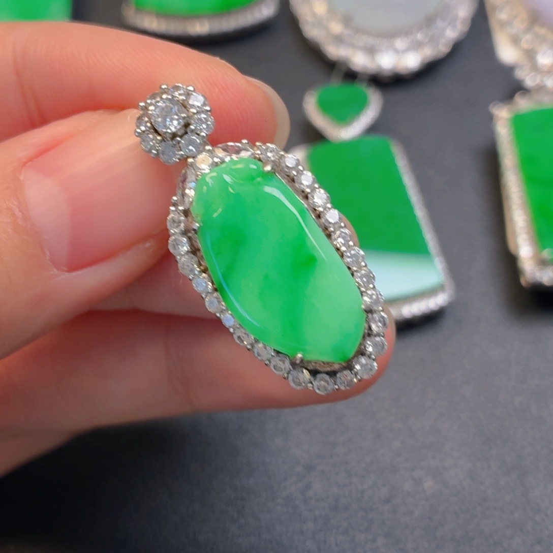 翡翠银S925镶嵌吊坠(不含链)