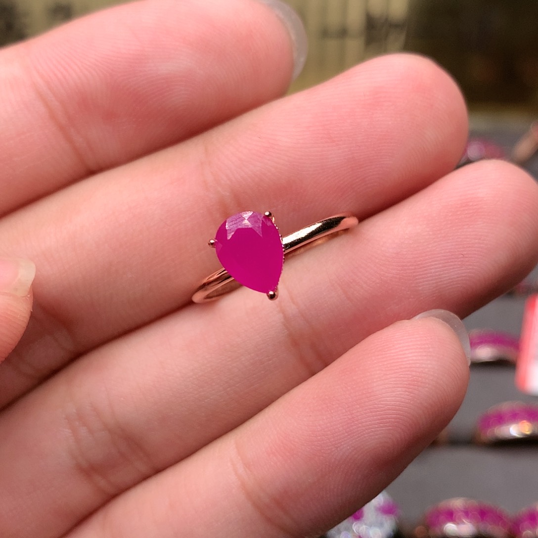 红宝石戒指银S925镶嵌