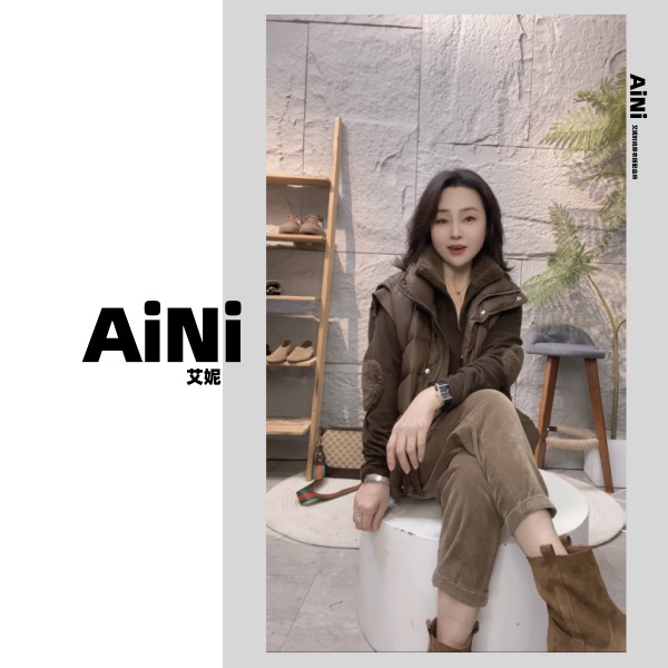 《妮推荐》艾妮欧货设计感立领保暖休闲马甲外套8812