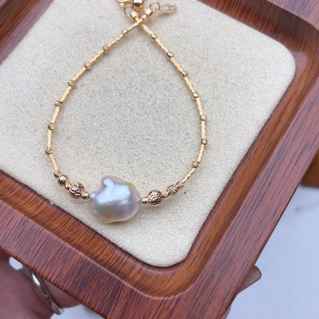 银S925镶嵌手链海水珍珠R15