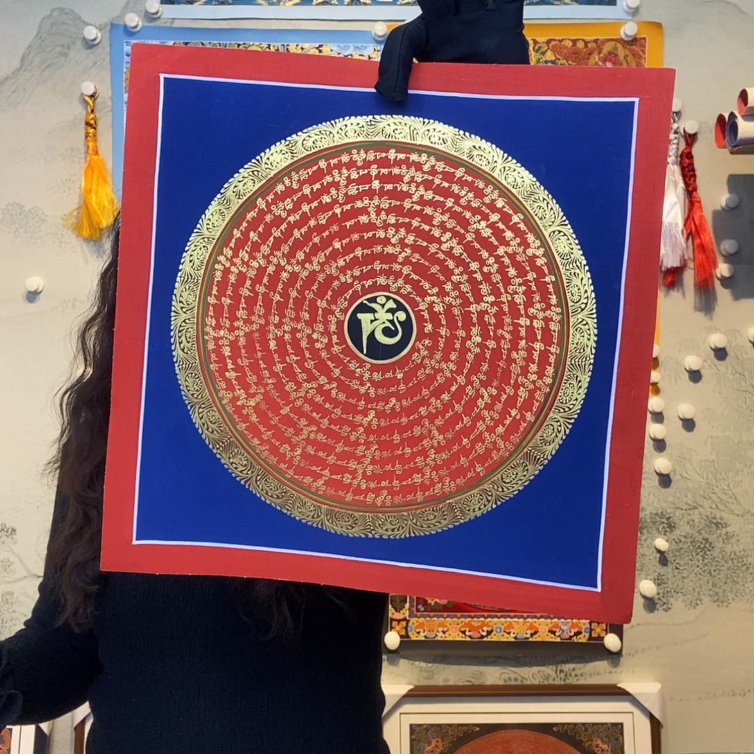 卷轴画纯手绘六字真言唐卡30尺