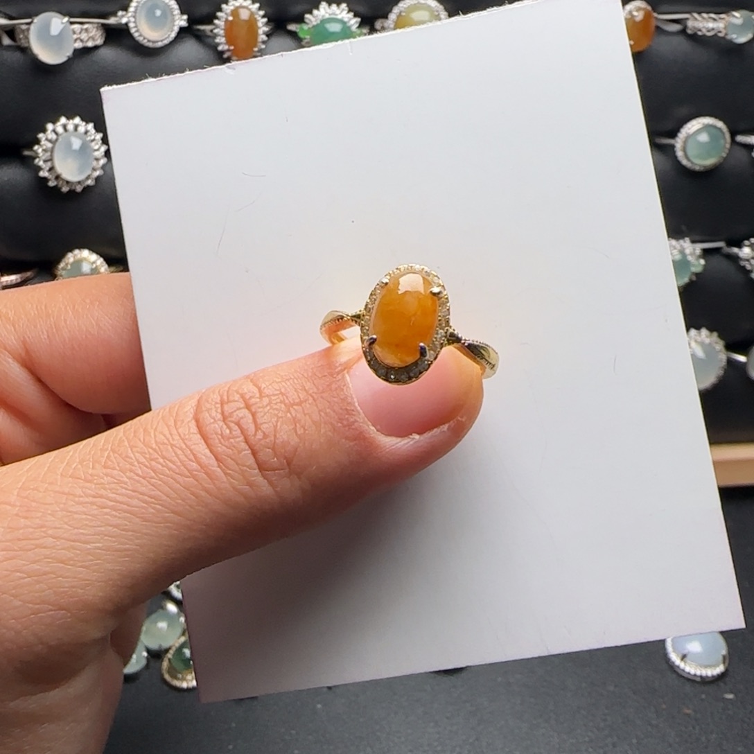 翡翠戒指银S925镶嵌天然缅甸A货翡翠