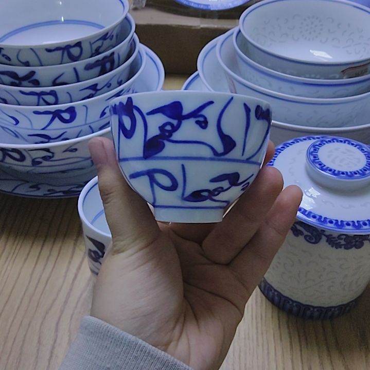 摆件景德镇高温刀字纹小茶杯