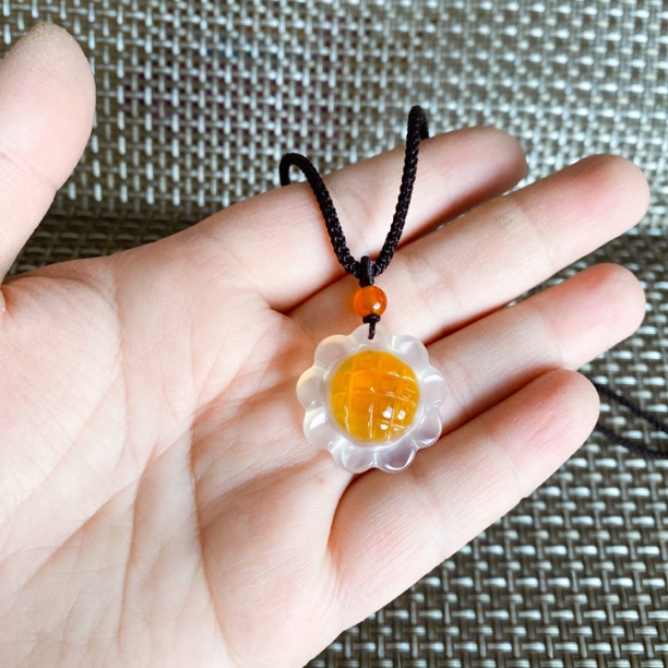 俏色玛瑙向阳花开吊坠精品女士太阳花锁骨链