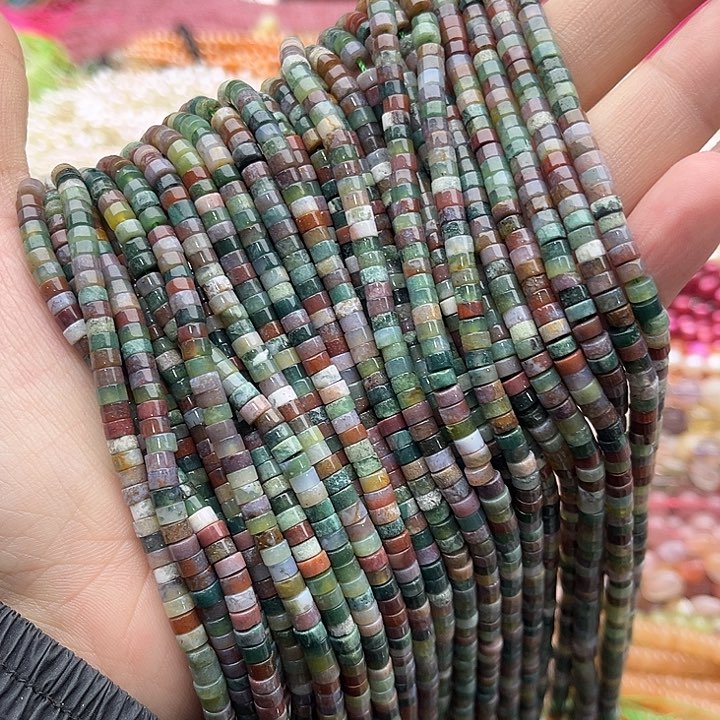 玛瑙/玉髓珠宝半成品未镶嵌一条4/2mm左右水草玛瑙直切