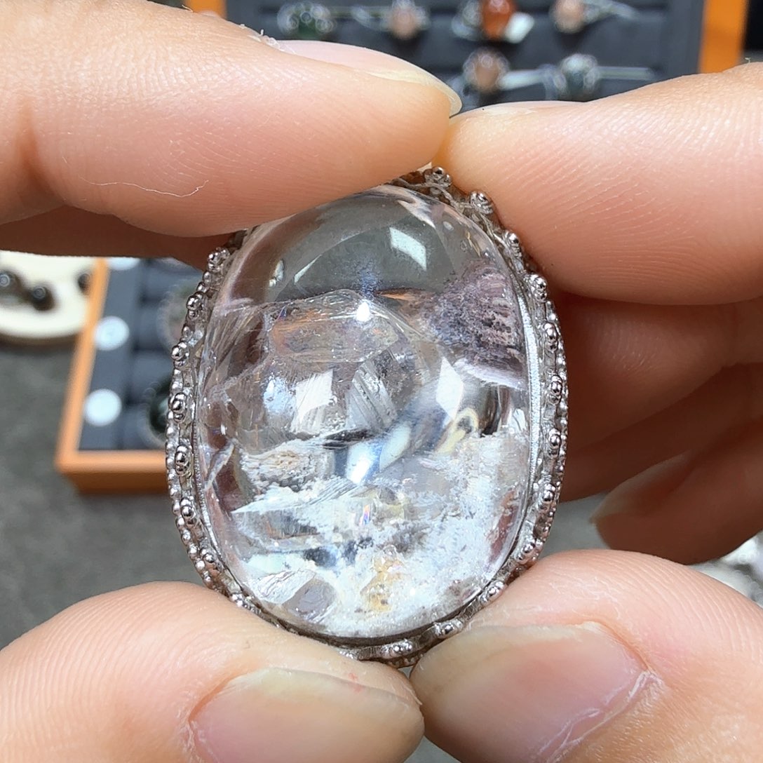 水晶银S925镶嵌水晶S925银镶水晶水晶水晶