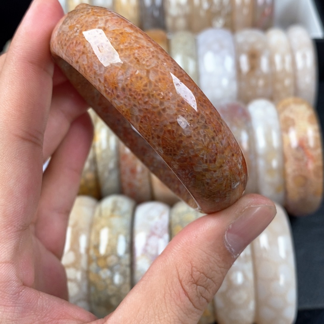 硅化珊瑚（珊瑚玉）手镯圈60未镶嵌