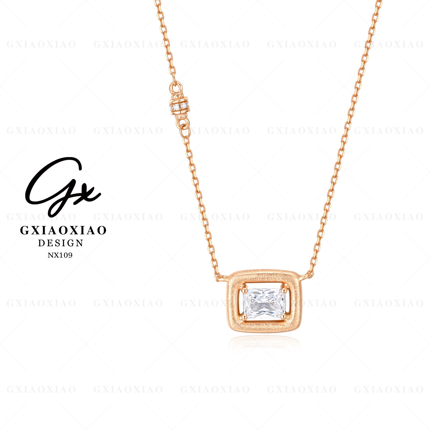 G XIAOXIAO 925银 镀K金【拉丝方糖】法式气质精致百搭项链 NX109