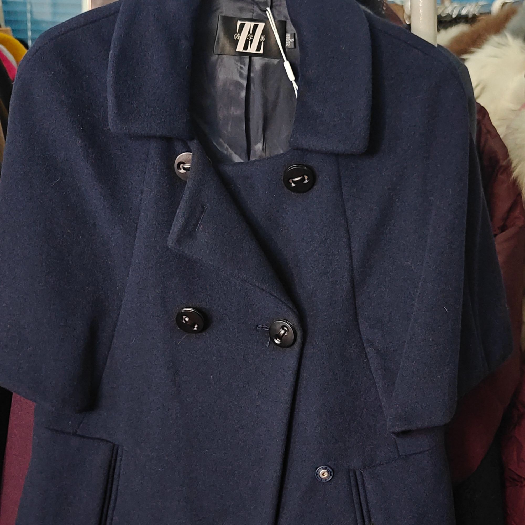 佐尔美时尚气质狐毛领羊毛大衣女E44ZH87外套秋冬