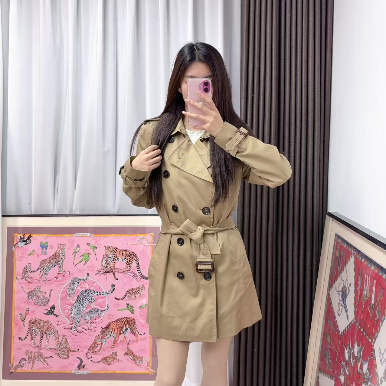 95新 BURBERRY/博柏利 聚酯纤维风衣44码/251205YYFYQ20