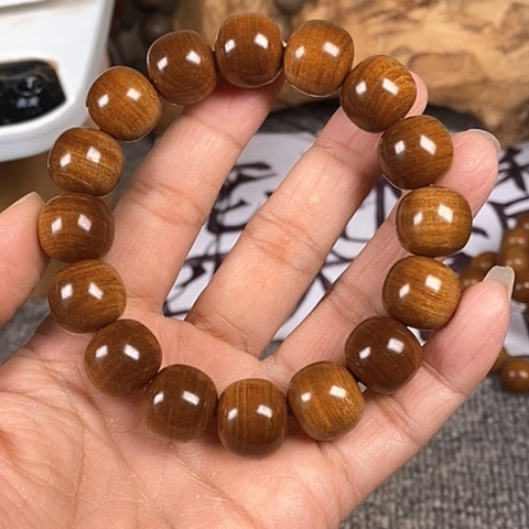 檀香木手串/手链老山檀香黑肉横纹13/14老型珠沉水