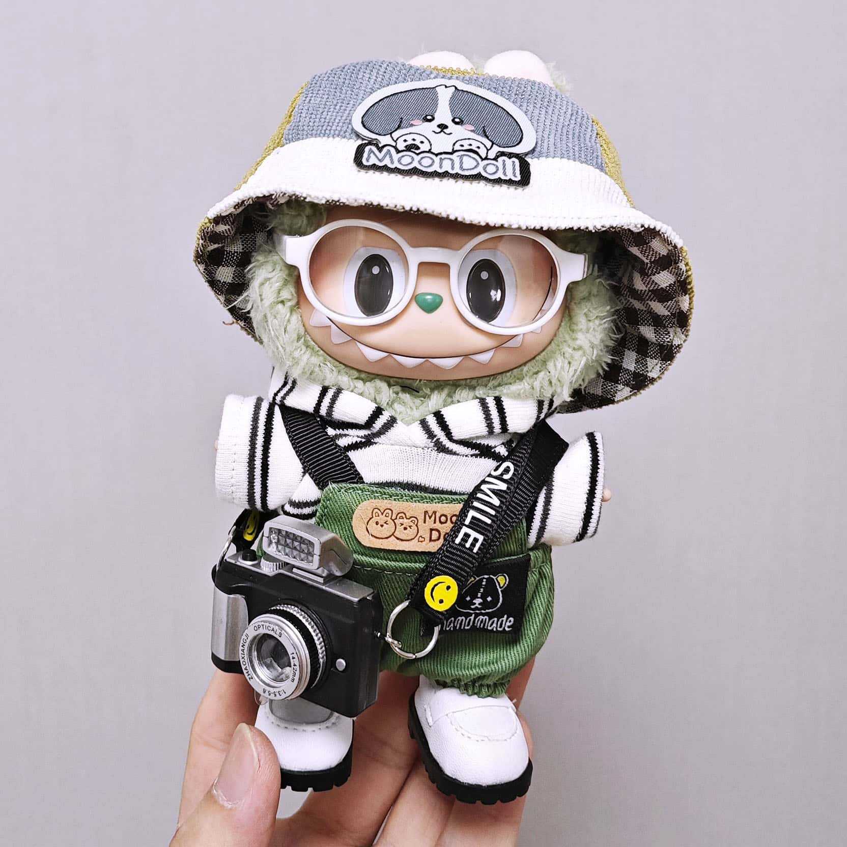 一二三代labubu衣服可爱小狗帽子背带裤拉布布娃衣着替15cm17cm娃