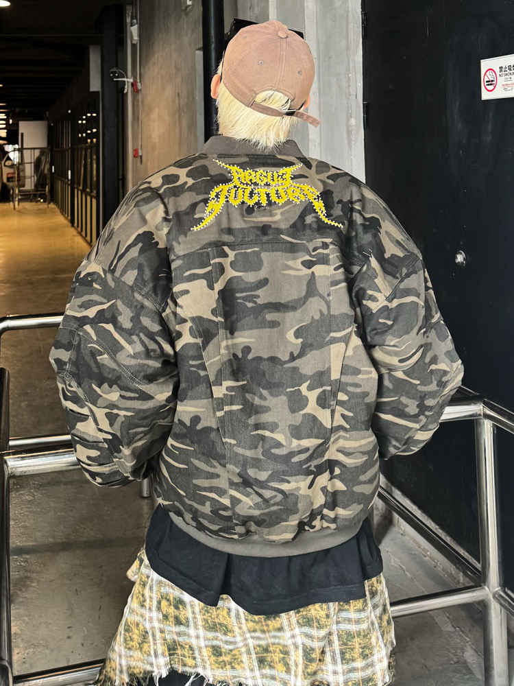 美式复古重工小众迷彩刺绣棒球服夹克男 加厚Bomber飞行员外套潮