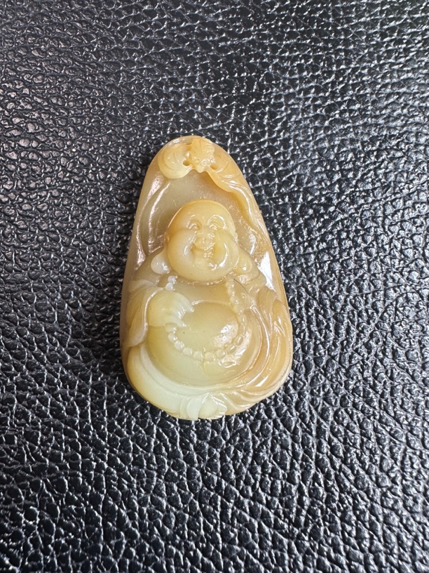 和田玉糖白佛公挂件