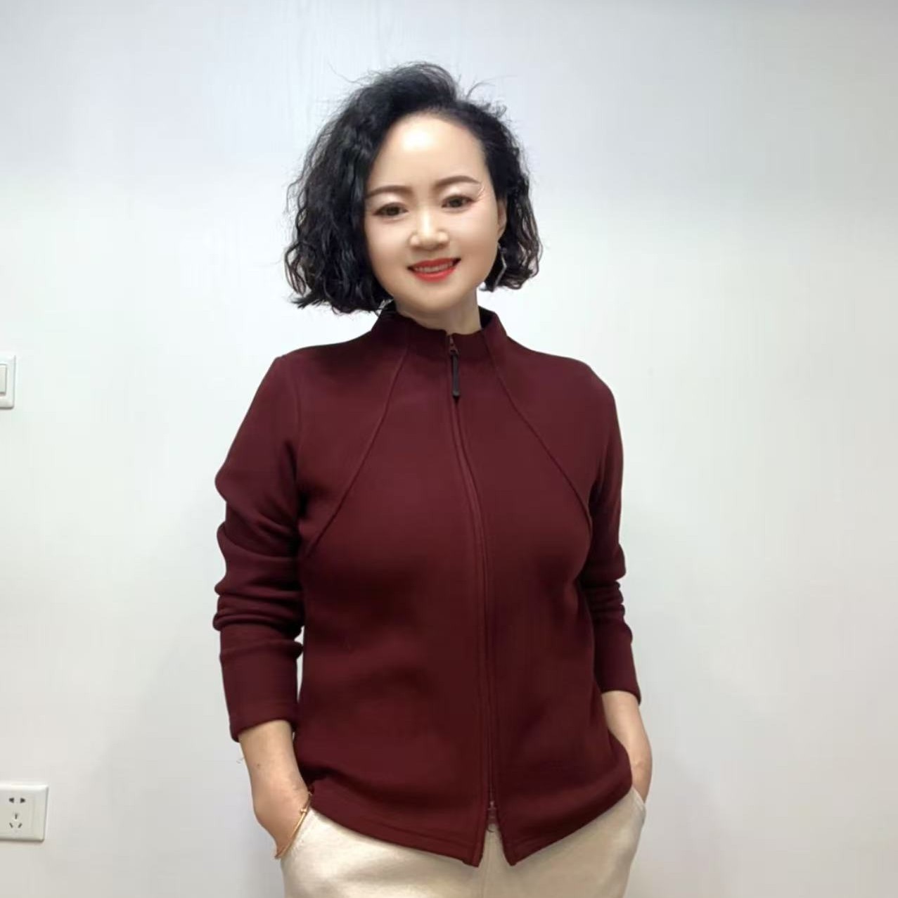 2025低领加绒显瘦小蛮腰双拉链上衣