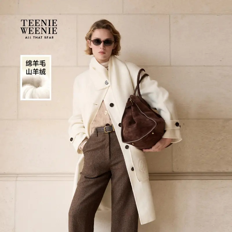 【轻绒智型通勤大衣】TeenieWeenie小熊女毛呢外套25冬TTJW254VW1B