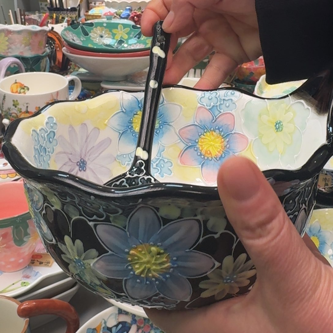 瓷濑户烧墨韵曲把碗1只，带同款勺