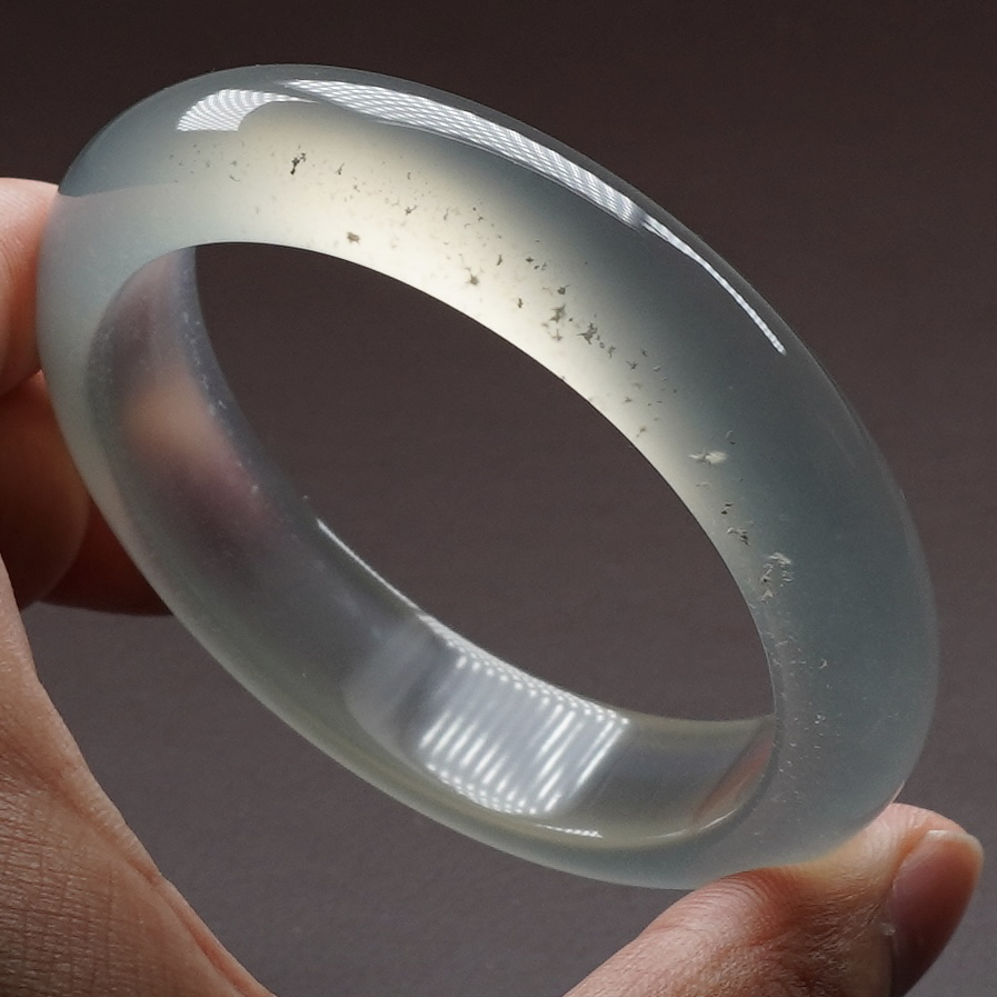 【阳琈珠宝】天然原矿冰飘玛瑙玉石手镯/圈口55/编号421