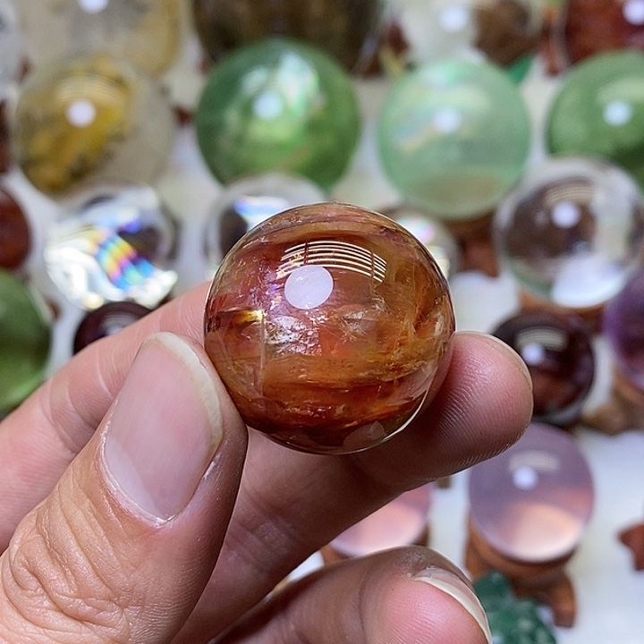 紫晶胶花水晶球未镶嵌