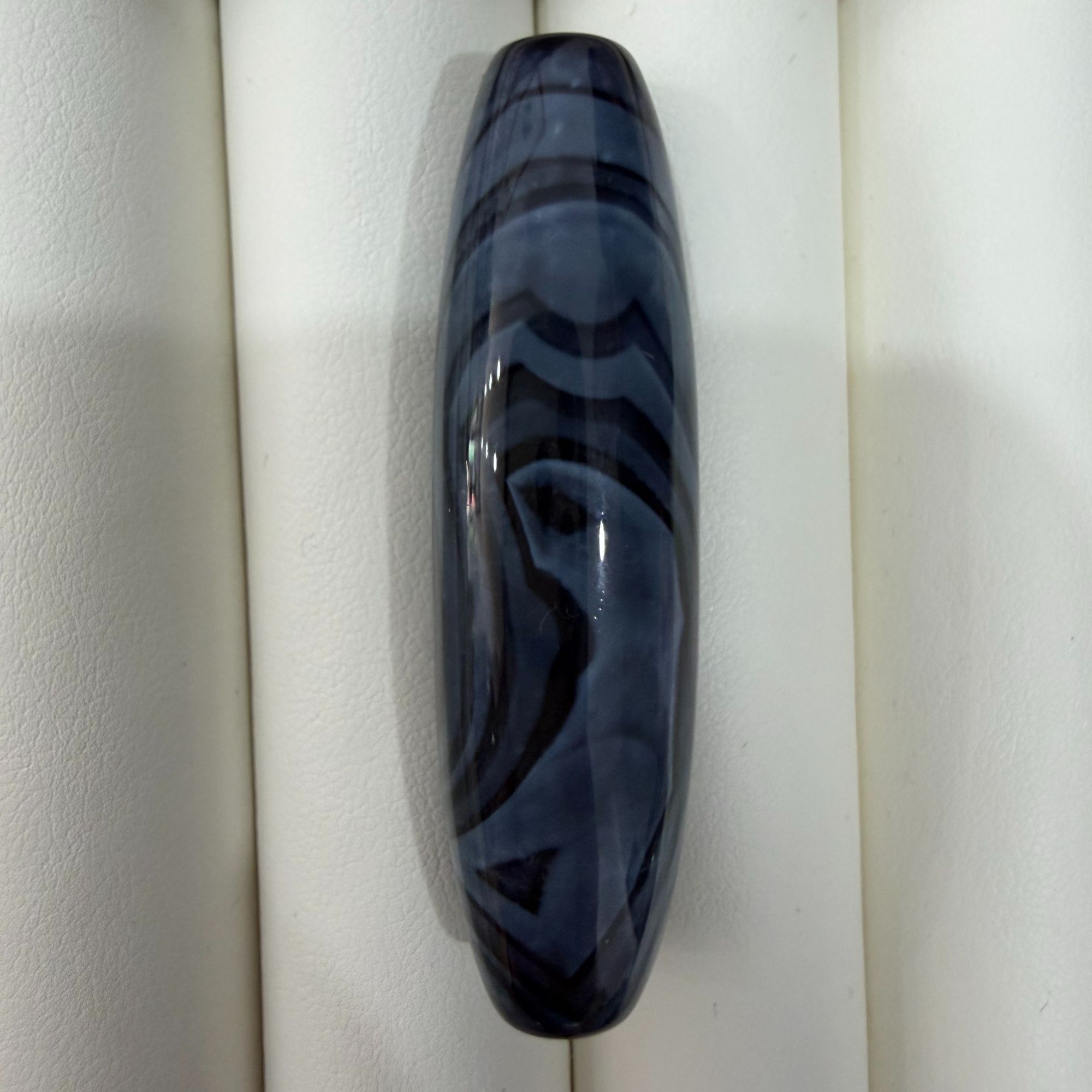 缠丝玛瑙深蓝沁色有眼光面条纹款勒子diy饰品主珠锁骨珠