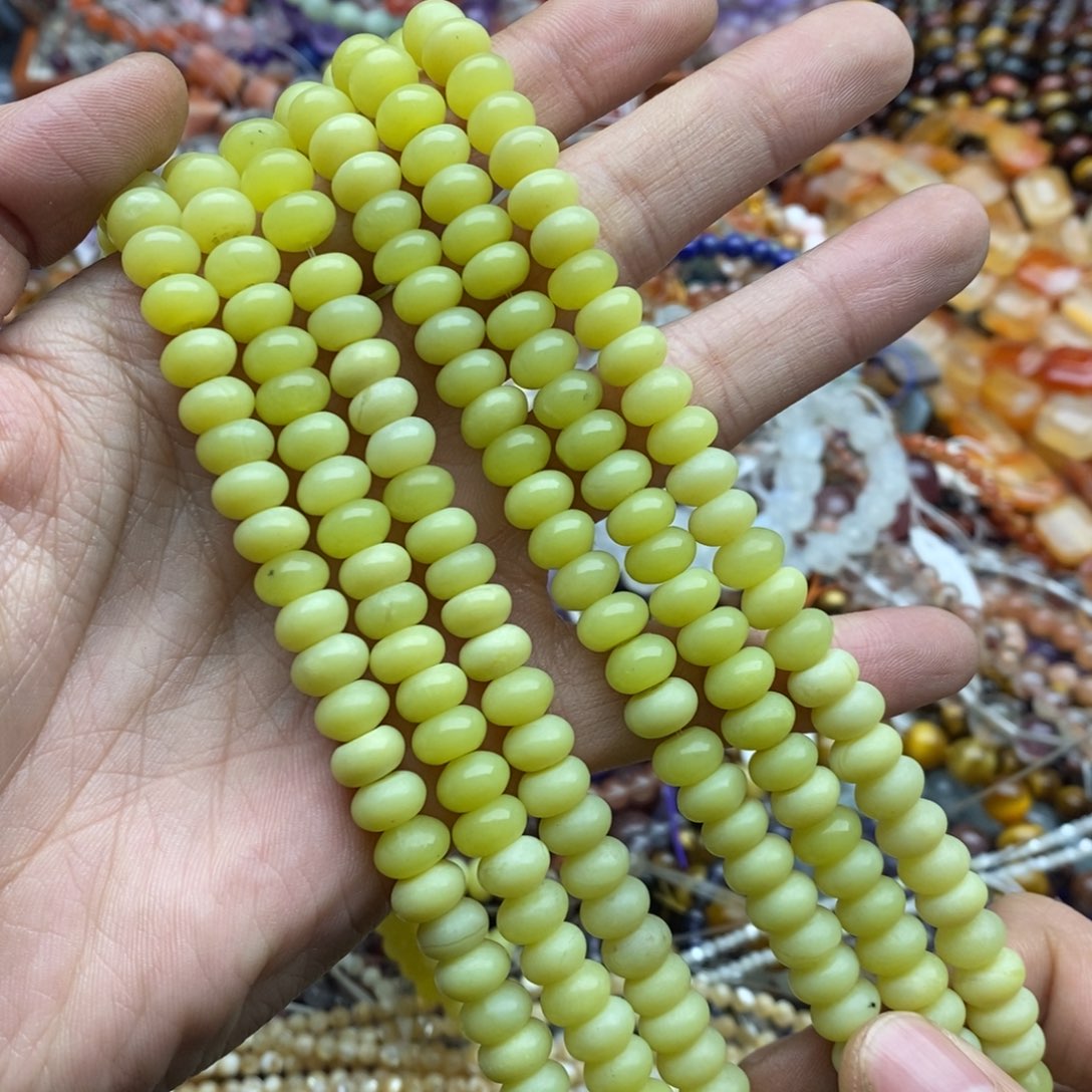 玛瑙/玉髓未镶嵌珠宝半成品一条天然5×8柠檬玉隔片