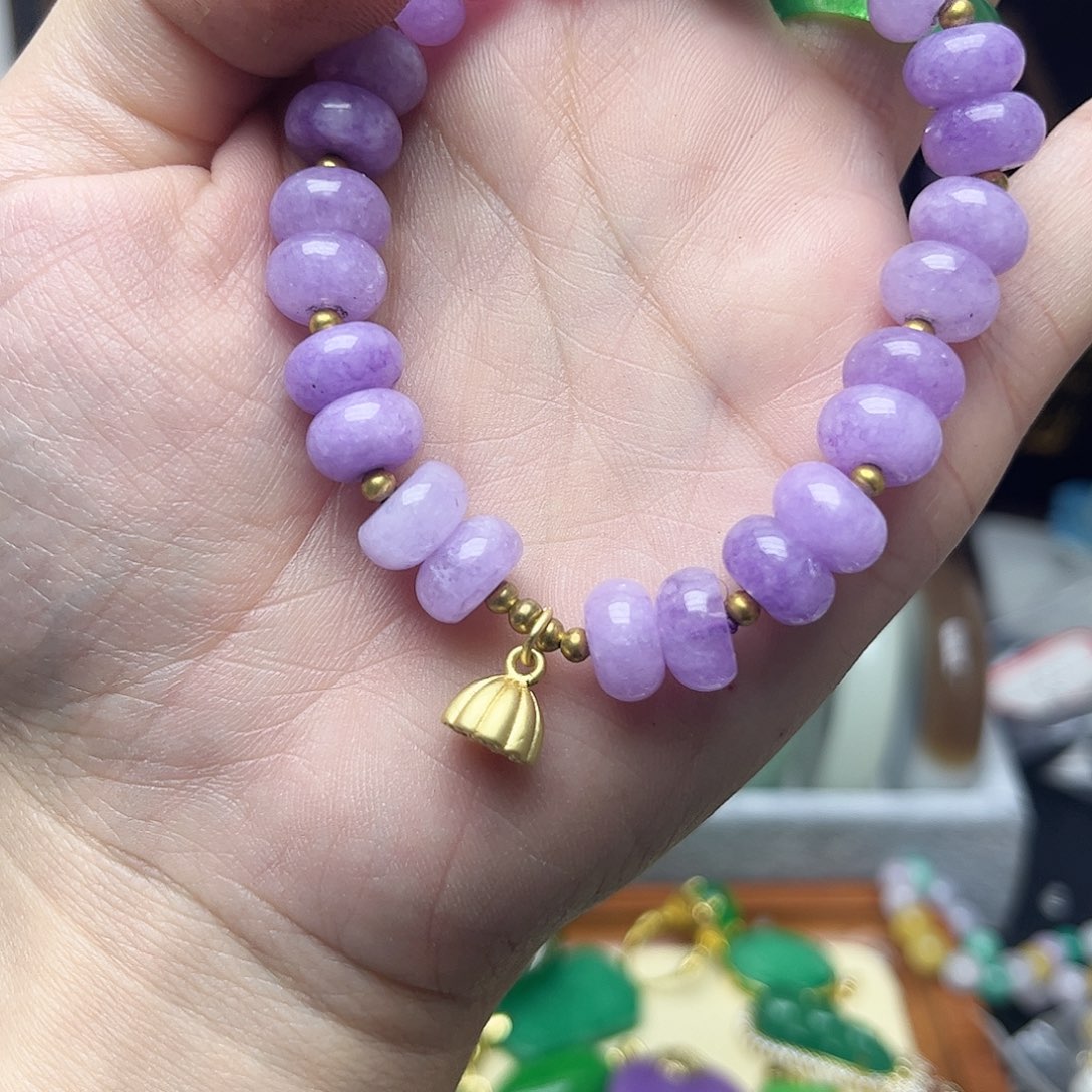 翡翠未镶嵌耳饰紫算盘