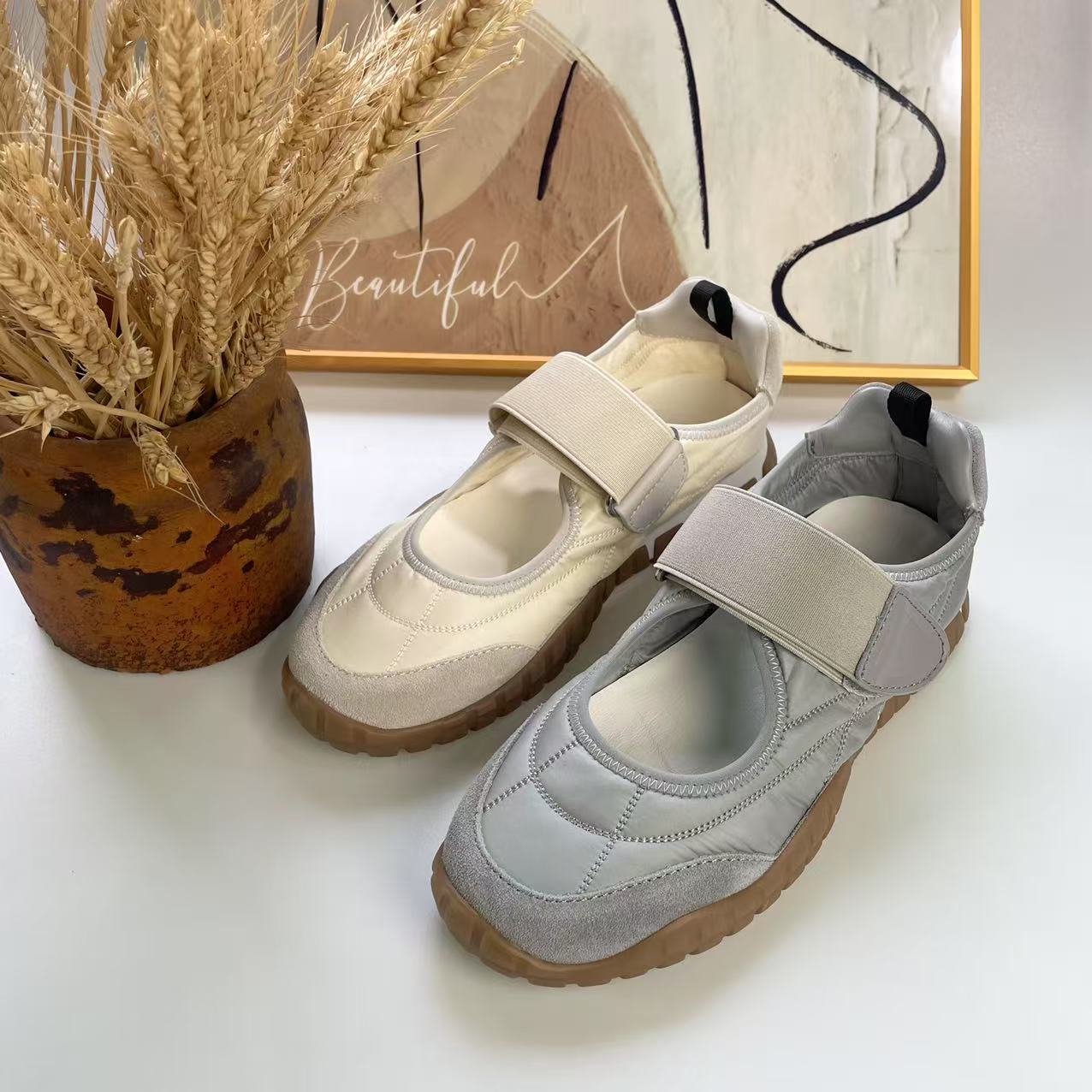 厚底魔术贴舒适玛丽珍女2025爆款防滑拼色底潮搭鞋子女款潮牌百搭