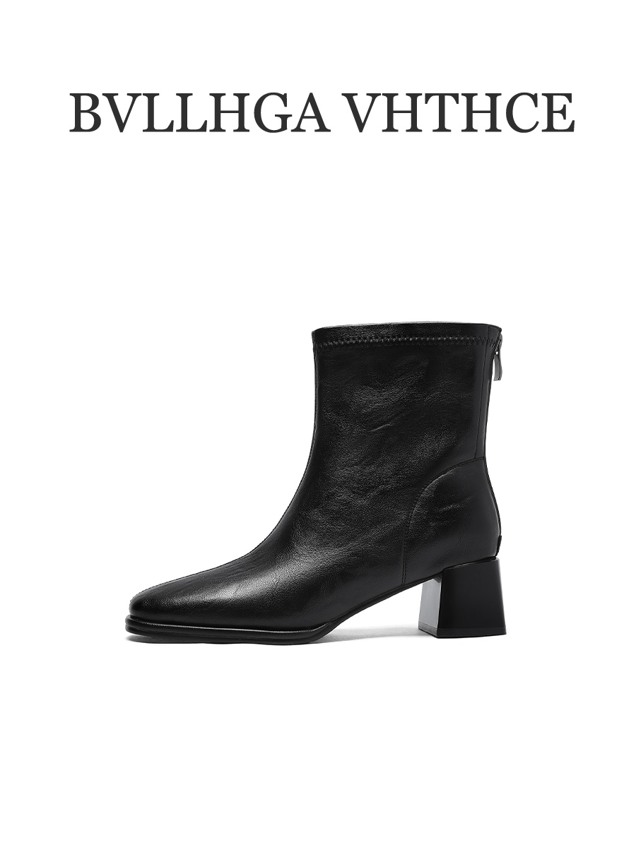 BVLLHGA VHTHCE【芯片】新款胎牛马丁靴简约风气质真皮瘦瘦靴女06BV