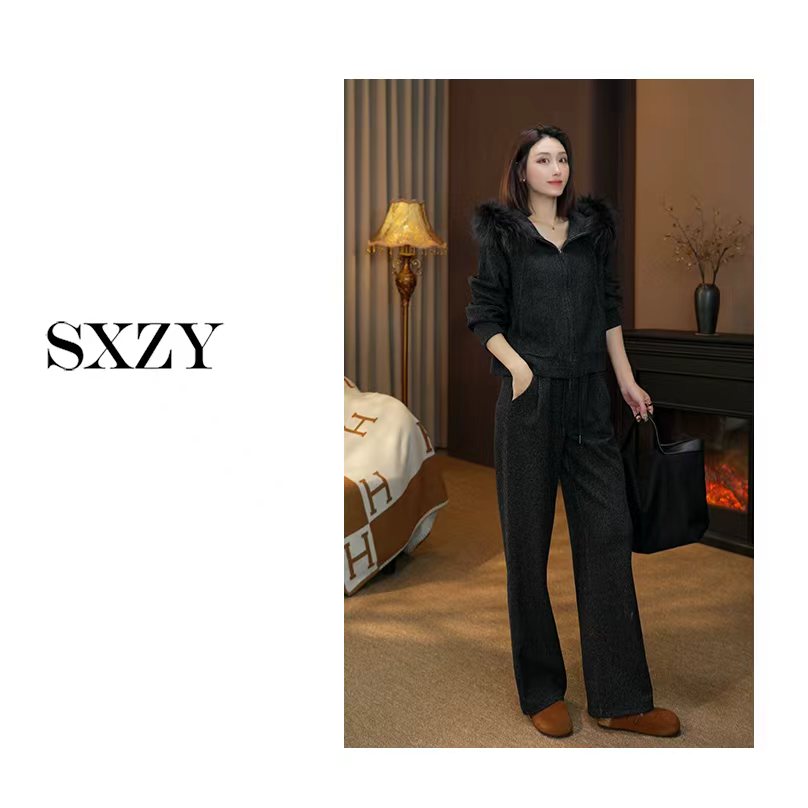 ‘SXZY媛媛’【戛纳之夜】秋冬百搭时尚上衣裤子羊毛套装