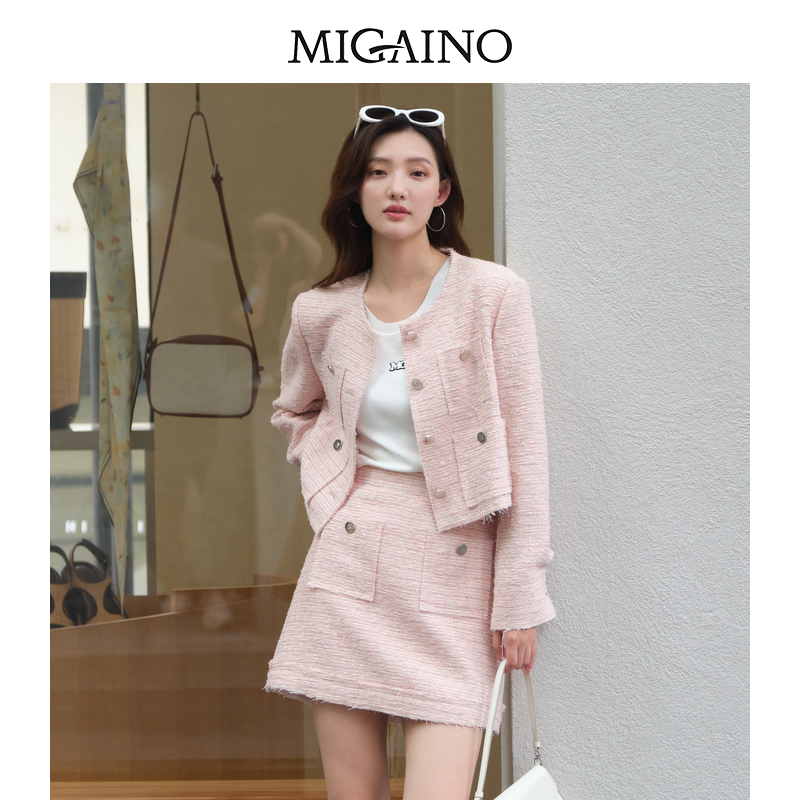 Migaino/曼娅奴小香风外套女秋季新款气质名媛短上衣MN32SC063