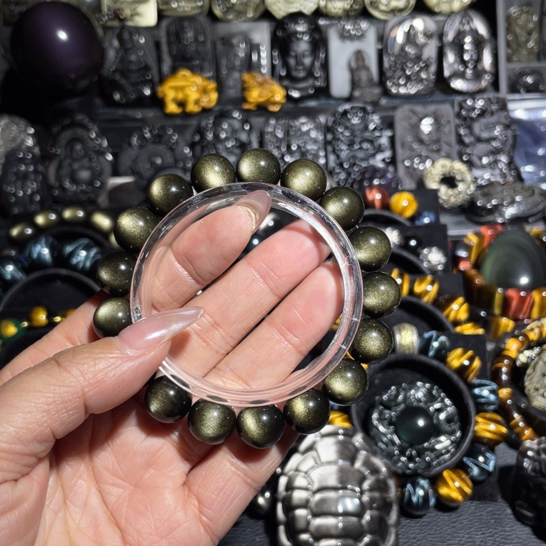 米***兰黑曜岩未镶嵌手串12mm