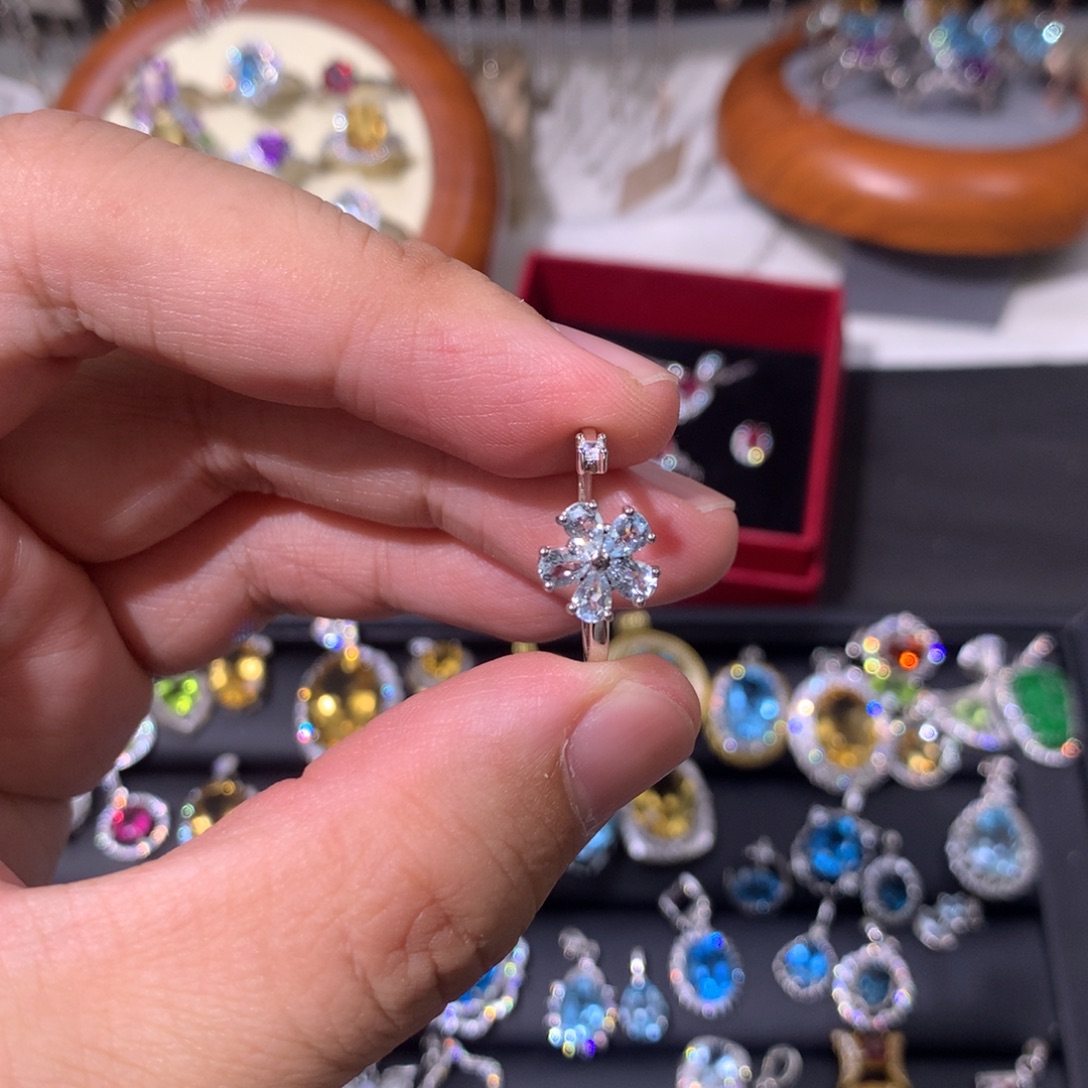 耳坠海蓝宝石银S925镶嵌