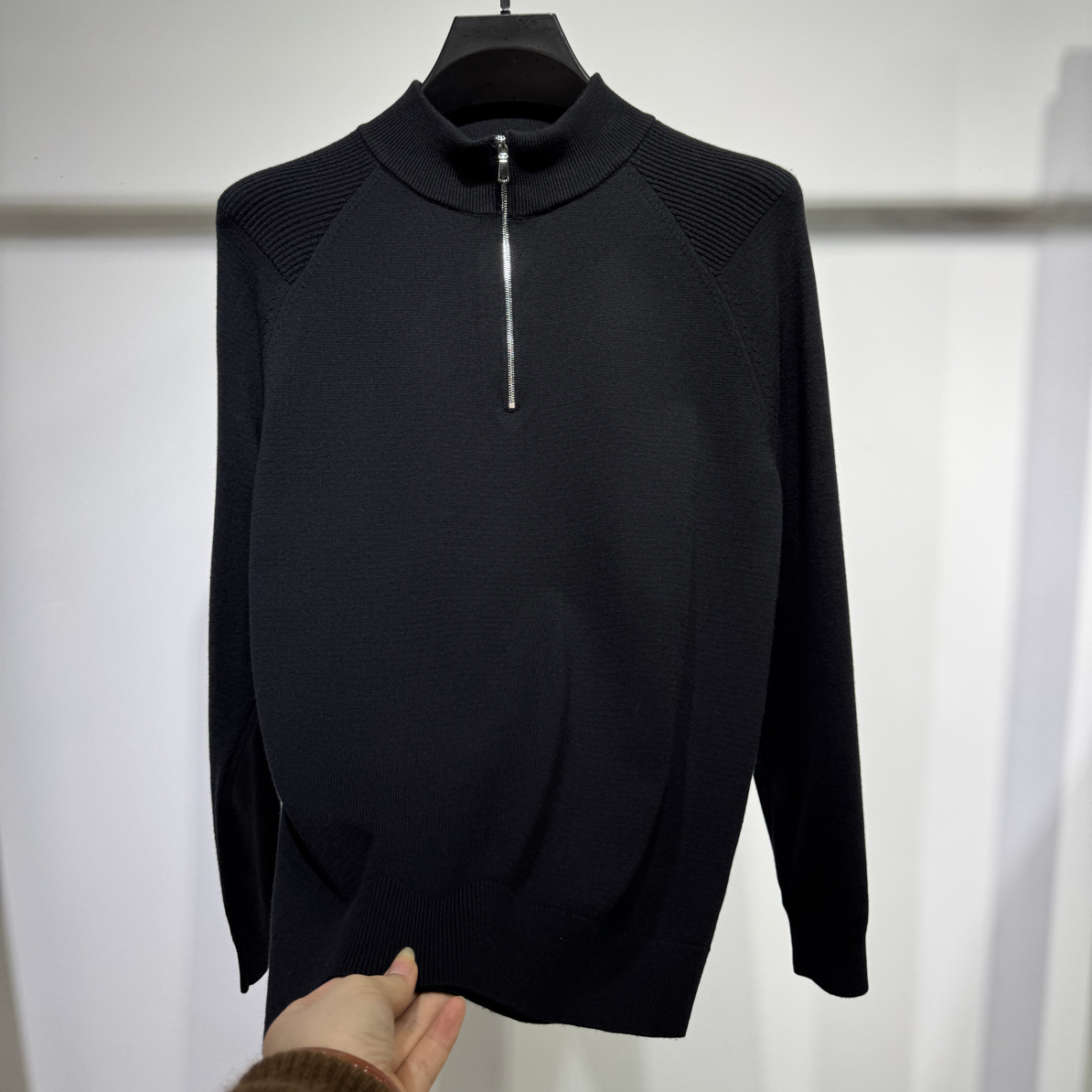 男士拉链半高领 2025美式重磅羊毛针织衫高品质打底衫87090